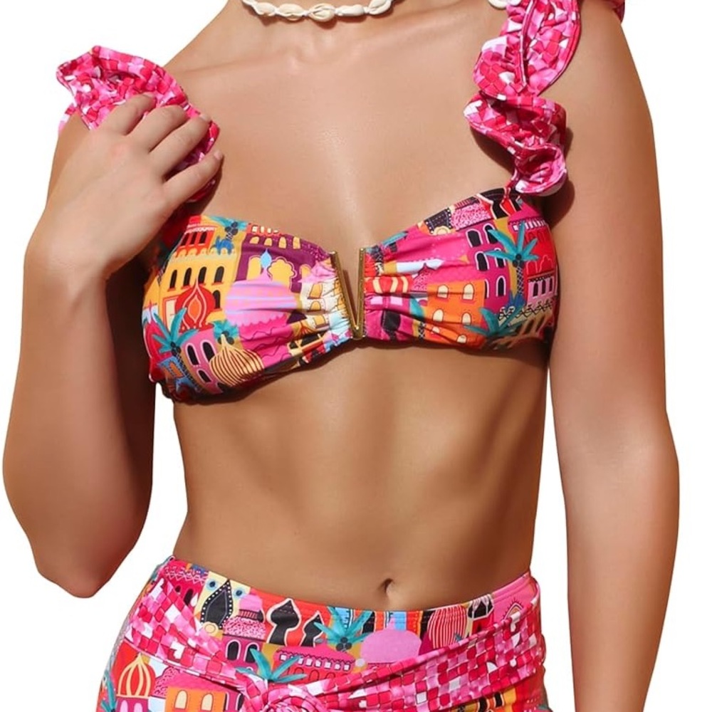 Amazon Colorful Ruffle Bikini Set - Picture 2 of 2